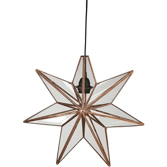 Świąteczna szklana lampa Gwiazda miedź 60cm